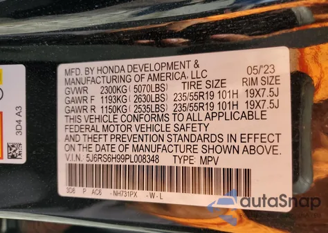 2023 Honda Cr-V Sport Touring from USA, damaged, VIN 5J6RS6H99PL008348